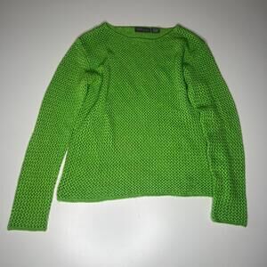 Relativity Women’s Green Mesh Knit Sweater Size S – Lightweight Long Sleeve Mesh
